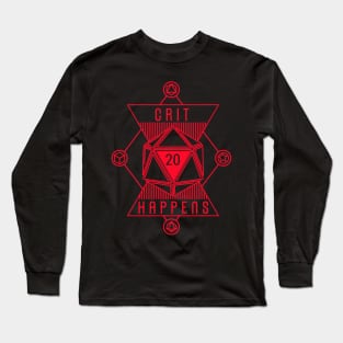 Crit Happens RPG Minimalist Line Art Design Long Sleeve T-Shirt